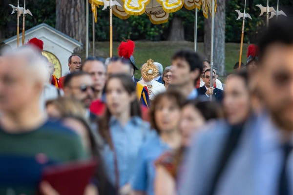 Imagen de la procesión eucarística. Crédito: Daniel Ibáñez/ EWTN News