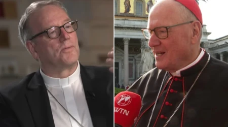 El Obispo Robert Barron (izquierda) y el Cardenal Timothy Dolan (derecha)